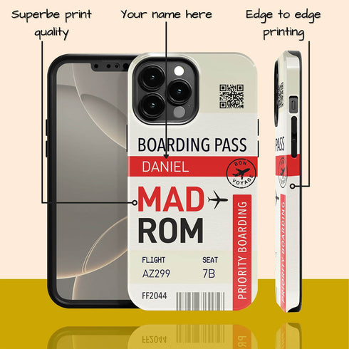 Personalized Tropical Getaway Boarding Pass iPhone Case